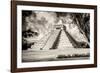 ¡Viva Mexico! B&W Collection - El Castillo Pyramid XIV - Chichen Itza-Philippe Hugonnard-Framed Photographic Print