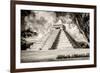 ¡Viva Mexico! B&W Collection - El Castillo Pyramid XIV - Chichen Itza-Philippe Hugonnard-Framed Photographic Print