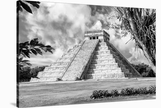 ¡Viva Mexico! B&W Collection - El Castillo Pyramid XV - Chichen Itza-Philippe Hugonnard-Stretched Canvas