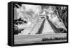 ¡Viva Mexico! B&W Collection - El Castillo Pyramid XV - Chichen Itza-Philippe Hugonnard-Framed Stretched Canvas