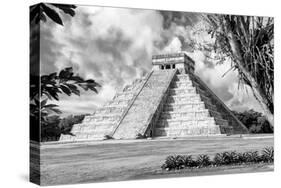 ¡Viva Mexico! B&W Collection - El Castillo Pyramid XV - Chichen Itza-Philippe Hugonnard-Stretched Canvas