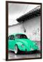 ¡Viva Mexico! B&W Collection - Green VW Beetle in San Cristobal de Las Casas-Philippe Hugonnard-Framed Photographic Print