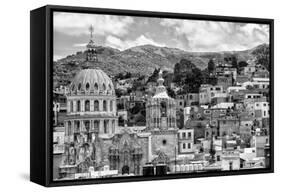 ¡Viva Mexico! B&W Collection - Guanajuato Cityscape-Philippe Hugonnard-Framed Stretched Canvas