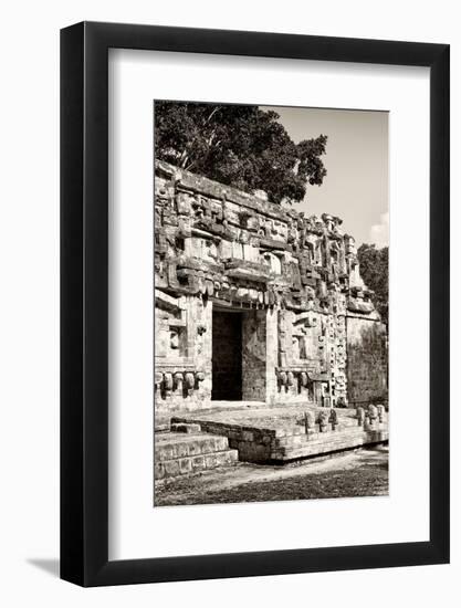 ¡Viva Mexico! B&W Collection - Hochob Mayan Pyramids VI - Campeche-Philippe Hugonnard-Framed Photographic Print