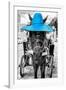 ¡Viva Mexico! B&W Collection - Horse with Blue straw Hat-Philippe Hugonnard-Framed Photographic Print