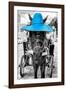 ¡Viva Mexico! B&W Collection - Horse with Blue straw Hat-Philippe Hugonnard-Framed Photographic Print