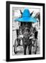 ¡Viva Mexico! B&W Collection - Horse with Blue straw Hat-Philippe Hugonnard-Framed Photographic Print