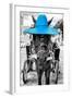 ¡Viva Mexico! B&W Collection - Horse with Blue straw Hat-Philippe Hugonnard-Framed Photographic Print