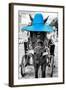 ¡Viva Mexico! B&W Collection - Horse with Blue straw Hat-Philippe Hugonnard-Framed Photographic Print