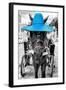 ¡Viva Mexico! B&W Collection - Horse with Blue straw Hat-Philippe Hugonnard-Framed Photographic Print