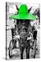 ¡Viva Mexico! B&W Collection - Horse with Green straw Hat-Philippe Hugonnard-Stretched Canvas