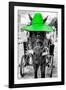 ¡Viva Mexico! B&W Collection - Horse with Green straw Hat-Philippe Hugonnard-Framed Photographic Print