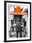 ¡Viva Mexico! B&W Collection - Horse with Orange straw Hat-Philippe Hugonnard-Framed Premium Photographic Print