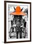 ¡Viva Mexico! B&W Collection - Horse with Orange straw Hat-Philippe Hugonnard-Framed Photographic Print