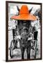 ¡Viva Mexico! B&W Collection - Horse with Orange straw Hat-Philippe Hugonnard-Framed Photographic Print