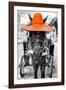 ¡Viva Mexico! B&W Collection - Horse with Orange straw Hat-Philippe Hugonnard-Framed Photographic Print