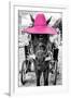 ¡Viva Mexico! B&W Collection - Horse with Pink straw Hat-Philippe Hugonnard-Framed Premium Photographic Print