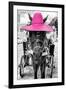 ¡Viva Mexico! B&W Collection - Horse with Pink straw Hat-Philippe Hugonnard-Framed Premium Photographic Print