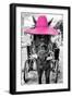 ¡Viva Mexico! B&W Collection - Horse with Pink straw Hat-Philippe Hugonnard-Framed Photographic Print