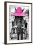 ¡Viva Mexico! B&W Collection - Horse with Pink straw Hat-Philippe Hugonnard-Framed Photographic Print