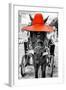 ¡Viva Mexico! B&W Collection - Horse with Red straw Hat-Philippe Hugonnard-Framed Photographic Print