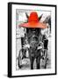 ¡Viva Mexico! B&W Collection - Horse with Red straw Hat-Philippe Hugonnard-Framed Photographic Print