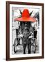 ¡Viva Mexico! B&W Collection - Horse with Red straw Hat-Philippe Hugonnard-Framed Photographic Print