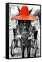 ¡Viva Mexico! B&W Collection - Horse with Red straw Hat-Philippe Hugonnard-Framed Stretched Canvas