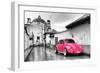 ?Viva Mexico! B&W Collection - Hot Pink VW Beetle Car in San Cristobal de Las Casas-Philippe Hugonnard-Framed Photographic Print