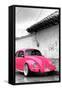 ¡Viva Mexico! B&W Collection - Hot Pink VW Beetle in San Cristobal de Las Casas-Philippe Hugonnard-Framed Stretched Canvas