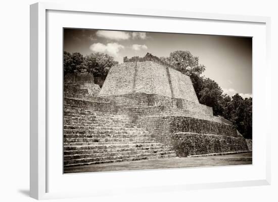 ¡Viva Mexico! B&W Collection - Maya Archaeological Site II - Edzna-Philippe Hugonnard-Framed Photographic Print