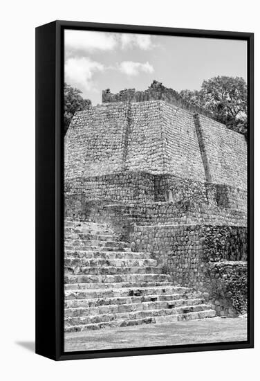 ¡Viva Mexico! B&W Collection - Maya Archaeological Site V - Edzna-Philippe Hugonnard-Framed Stretched Canvas