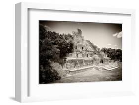 ¡Viva Mexico! B&W Collection - Maya Archaeological Site VI - Campeche-Philippe Hugonnard-Framed Photographic Print