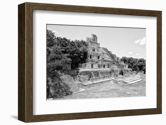 ¡Viva Mexico! B&W Collection - Maya Archaeological Site VII - Campeche-Philippe Hugonnard-Framed Photographic Print