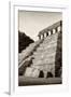 ¡Viva Mexico! B&W Collection - Mayan Temple of Inscriptions II - Palenque-Philippe Hugonnard-Framed Photographic Print