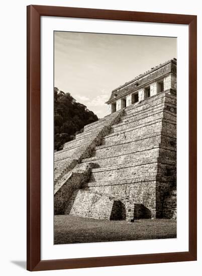 ¡Viva Mexico! B&W Collection - Mayan Temple of Inscriptions II - Palenque-Philippe Hugonnard-Framed Photographic Print