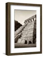 ¡Viva Mexico! B&W Collection - Mayan Temple of Inscriptions II - Palenque-Philippe Hugonnard-Framed Photographic Print