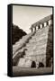 ¡Viva Mexico! B&W Collection - Mayan Temple of Inscriptions II - Palenque-Philippe Hugonnard-Framed Stretched Canvas