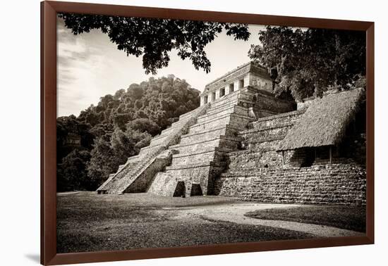 ¡Viva Mexico! B&W Collection - Mayan Temple of Inscriptions in Palenque IV-Philippe Hugonnard-Framed Photographic Print