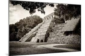 ¡Viva Mexico! B&W Collection - Mayan Temple of Inscriptions in Palenque IV-Philippe Hugonnard-Mounted Photographic Print