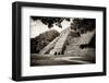 ¡Viva Mexico! B&W Collection - Mayan Temple of Inscriptions in Palenque IV-Philippe Hugonnard-Framed Photographic Print