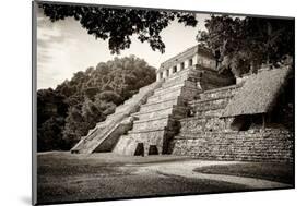 ¡Viva Mexico! B&W Collection - Mayan Temple of Inscriptions in Palenque IV-Philippe Hugonnard-Mounted Photographic Print