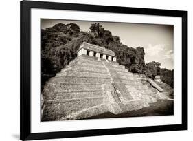 ¡Viva Mexico! B&W Collection - Mayan Temple of Inscriptions VI - Palenque-Philippe Hugonnard-Framed Photographic Print