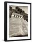 ¡Viva Mexico! B&W Collection - Mayan Temple of Inscriptions VIII - Palenque-Philippe Hugonnard-Framed Premium Photographic Print