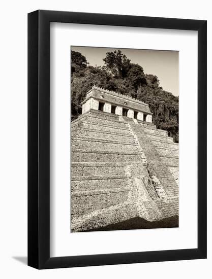 ¡Viva Mexico! B&W Collection - Mayan Temple of Inscriptions VIII - Palenque-Philippe Hugonnard-Framed Photographic Print