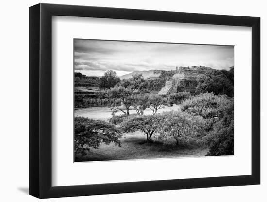 ¡Viva Mexico! B&W Collection - Monte Alban Pyramids II-Philippe Hugonnard-Framed Photographic Print