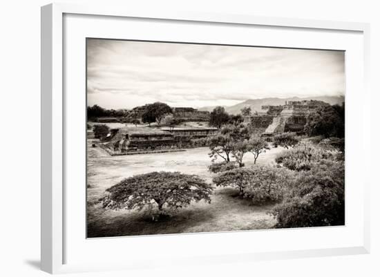 ¡Viva Mexico! B&W Collection - Monte Alban Pyramids III-Philippe Hugonnard-Framed Photographic Print