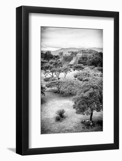 ¡Viva Mexico! B&W Collection - Monte Alban Pyramids VI-Philippe Hugonnard-Framed Photographic Print