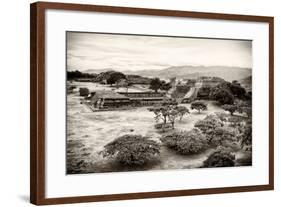 ¡Viva Mexico! B&W Collection - Monte Alban Pyramids VII-Philippe Hugonnard-Framed Photographic Print