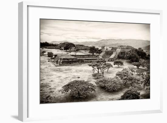 ¡Viva Mexico! B&W Collection - Monte Alban Pyramids VII-Philippe Hugonnard-Framed Photographic Print